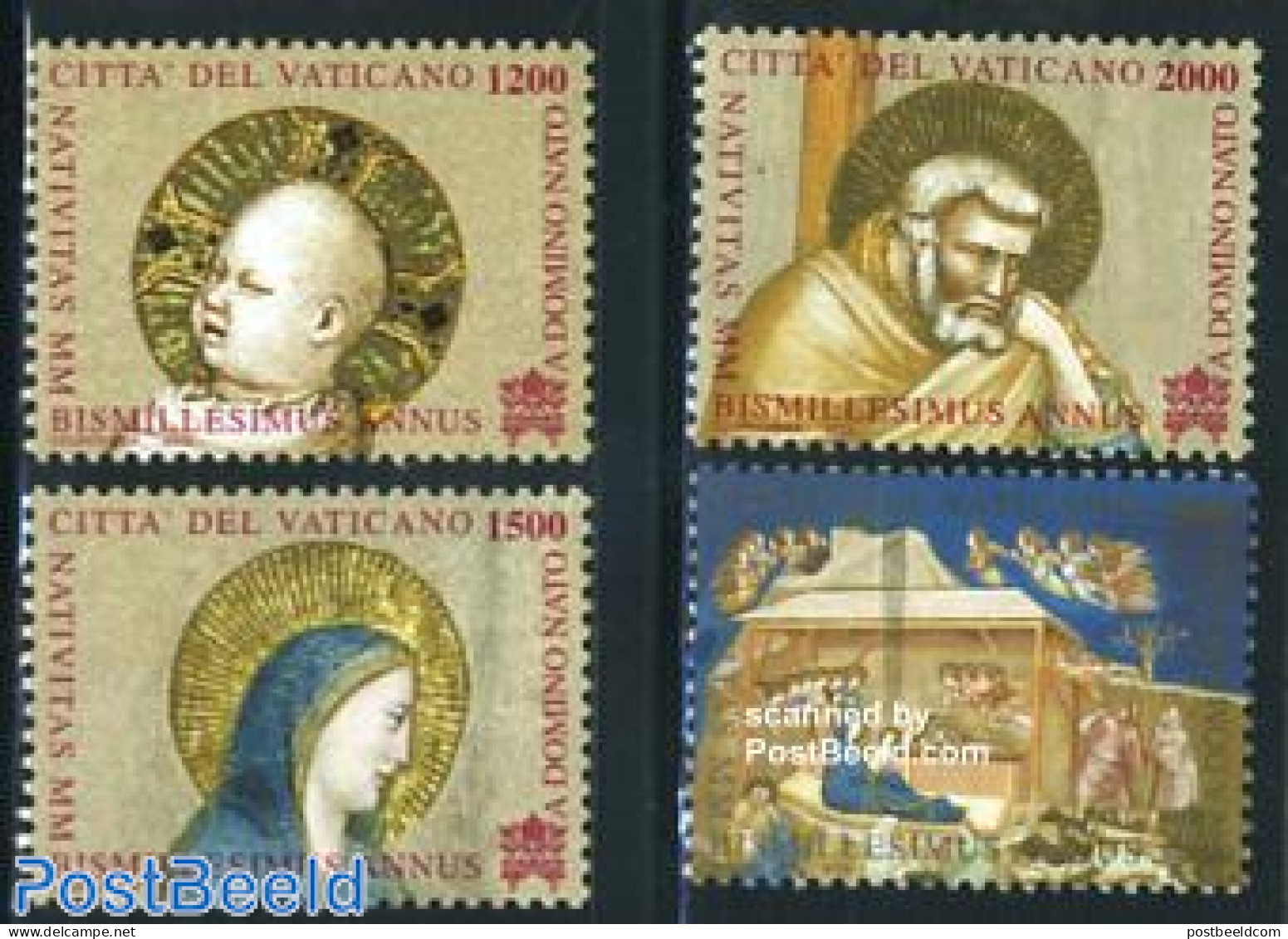 Vatican 2000 Christmas 4v, Mint NH, Religion - Christmas - Unused Stamps