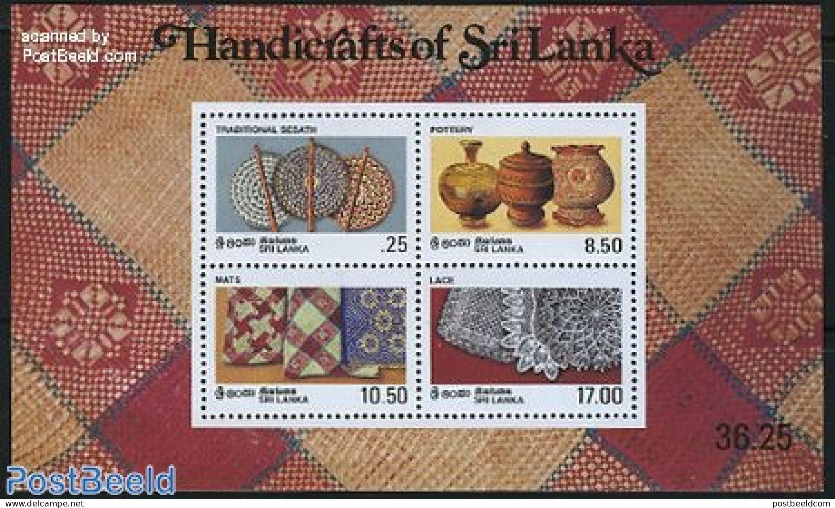 Sri Lanka (Ceylon) 1996 Handicrafts S/s, Mint NH, Art - Handicrafts - Sri Lanka (Ceylan) (1948-...)