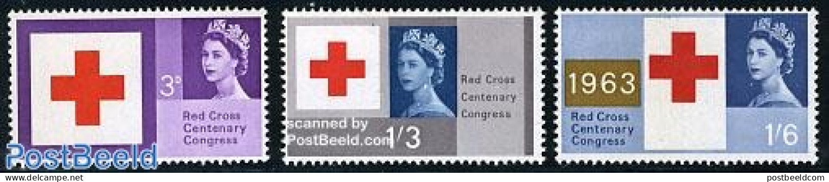 Great Britain 1963 Red Cross Centenary 3v, Mint NH, Health - Red Cross - Unused Stamps