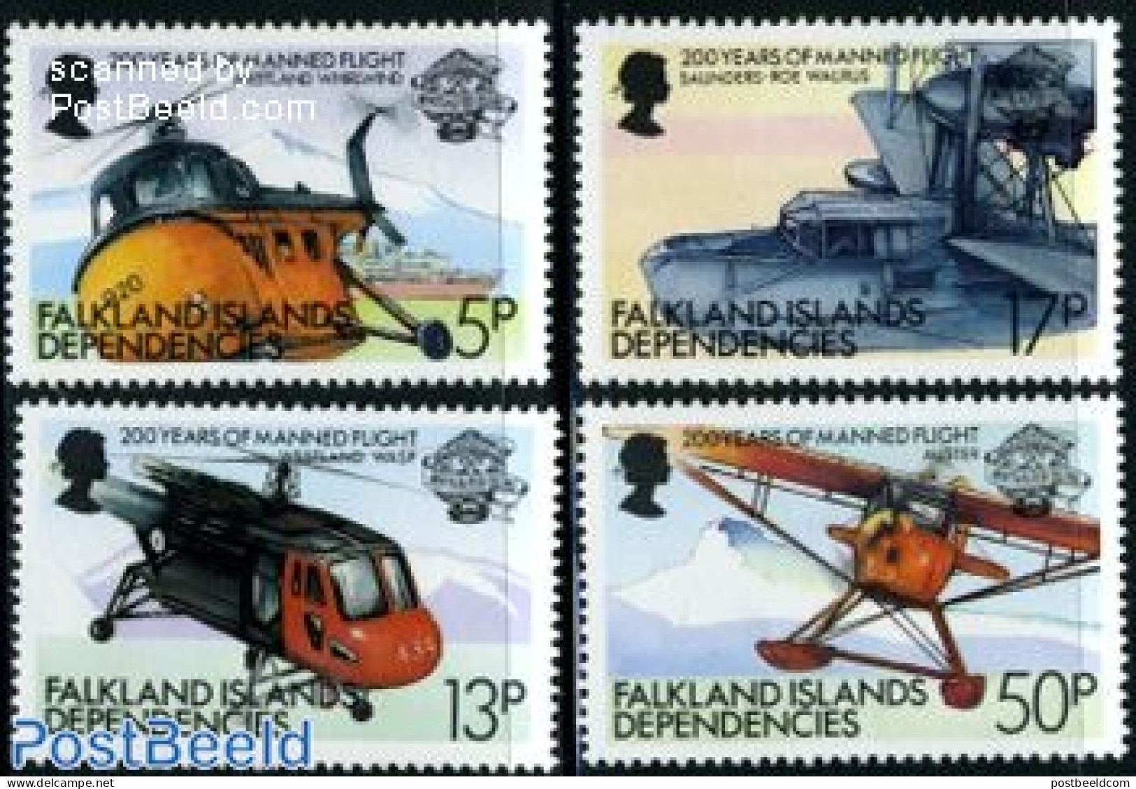South Georgia / Falklands Dep. 1983 Aviation Bi-centenary 4v, Mint NH, Transport - Helicopters - Aircraft & Aviation - Hélicoptères