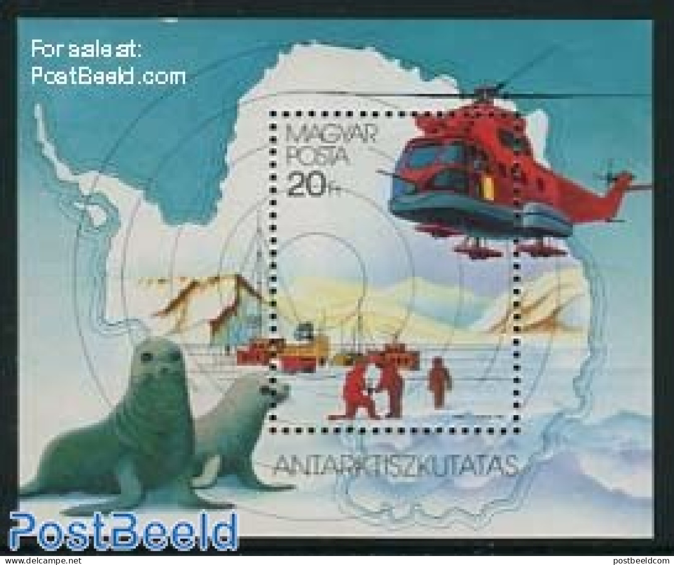 Hungary 1987 Antarctica S/s, Mint NH, Nature - Science - Transport - Various - Sea Mammals - The Arctic & Antarctica -.. - Neufs