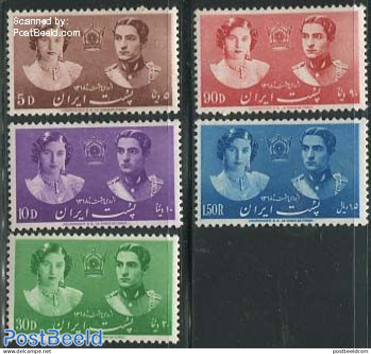 Iran/Persia 1939 Wedding 5v, Mint NH, History - Kings & Queens (Royalty) - Familles Royales