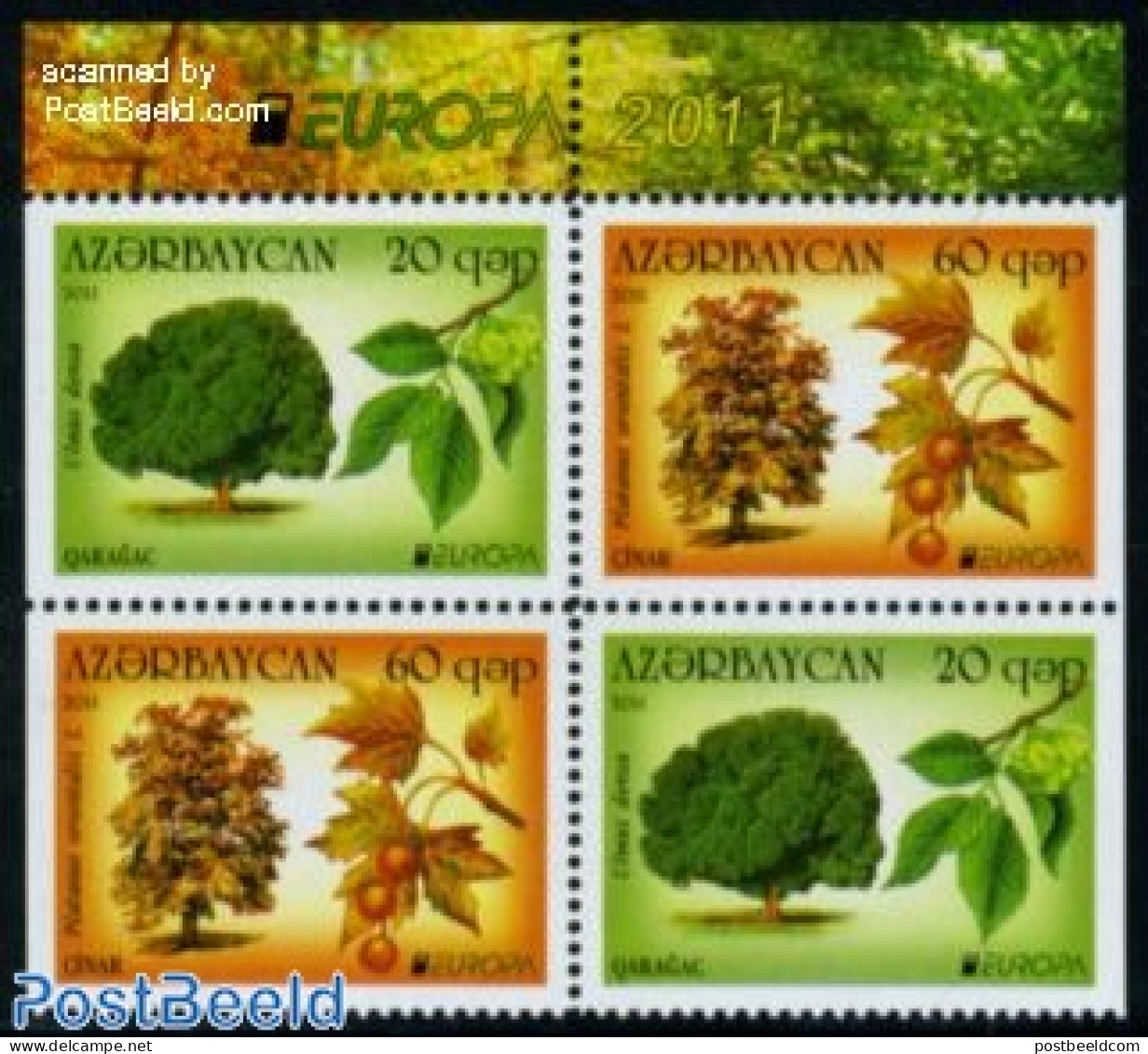 Azerbaijan 2011 Forests 4v From Booklet, Mint NH, History - Nature - Europa (cept) - Trees & Forests - Rotary, Lions Club
