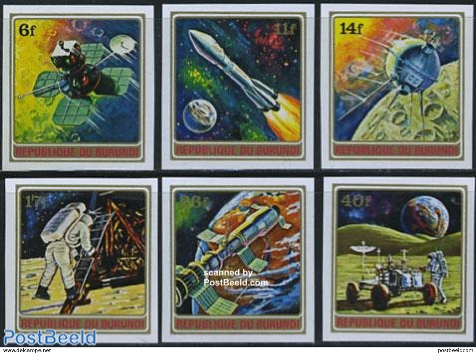Burundi 1972 Space Exploration 6v Imperforated, Mint NH, Transport - Space Exploration - Other & Unclassified