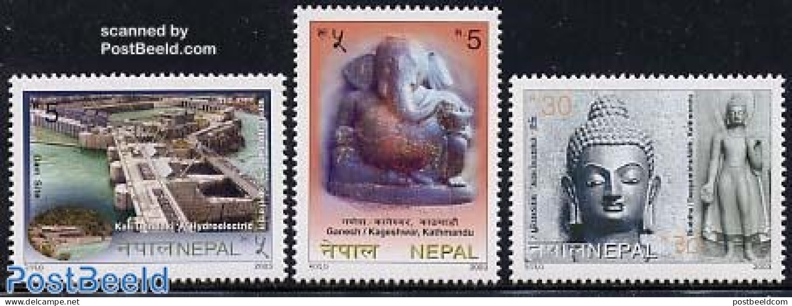 Nepal 2003 Tourism 3v, Mint NH, Nature - Various - Elephants - Water, Dams & Falls - Tourism - Art - Sculpture - Sculpture