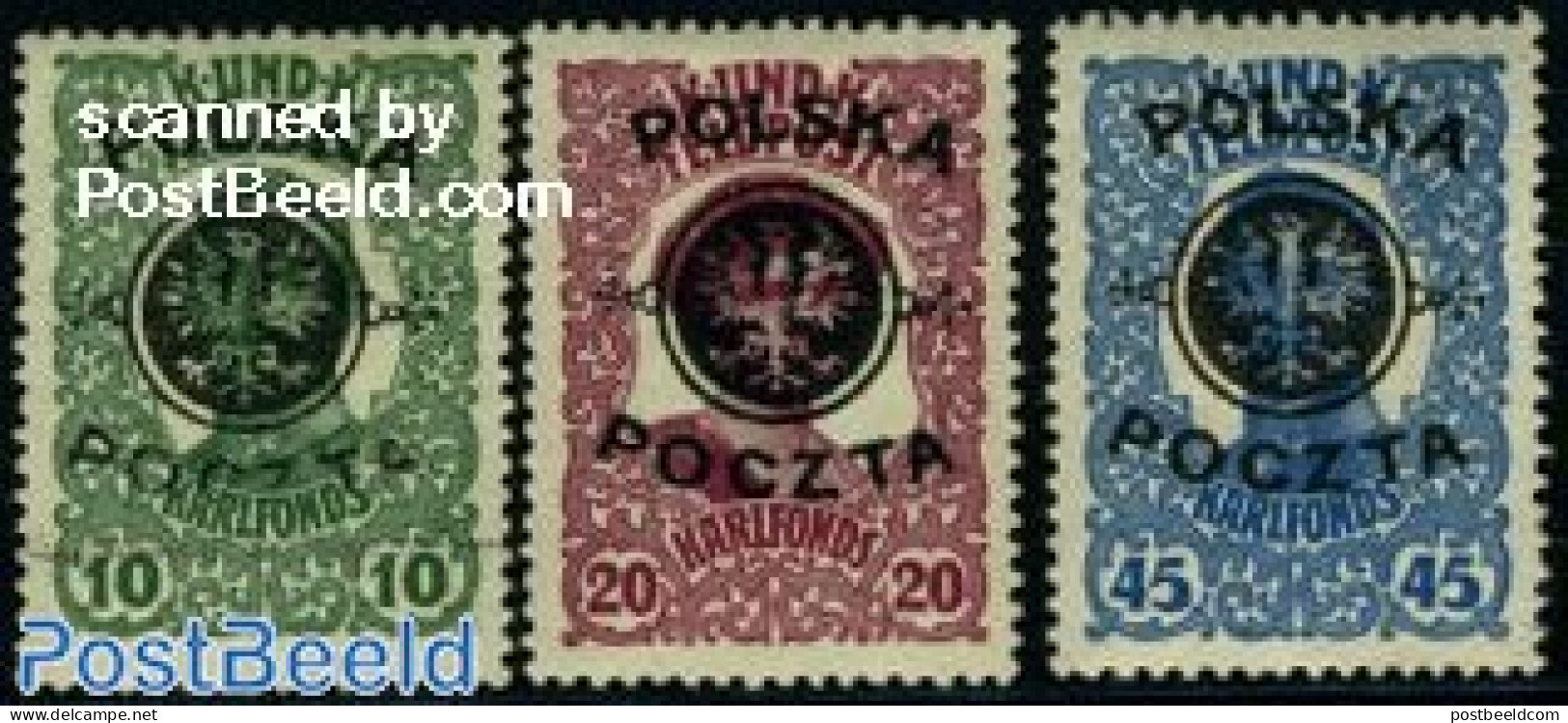 Poland 1918 Overprints 3v, Unused (hinged) - Unused Stamps