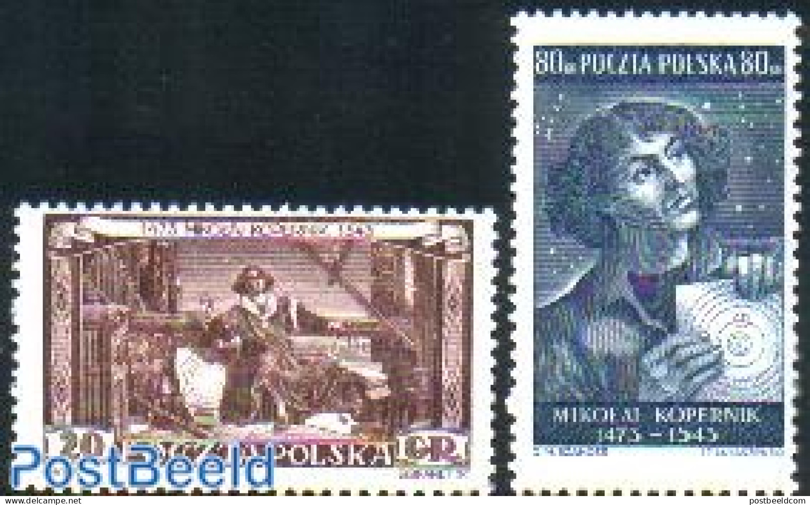 Poland 1953 Copernicus 2v, Mint NH, Science - Astronomy - Unused Stamps