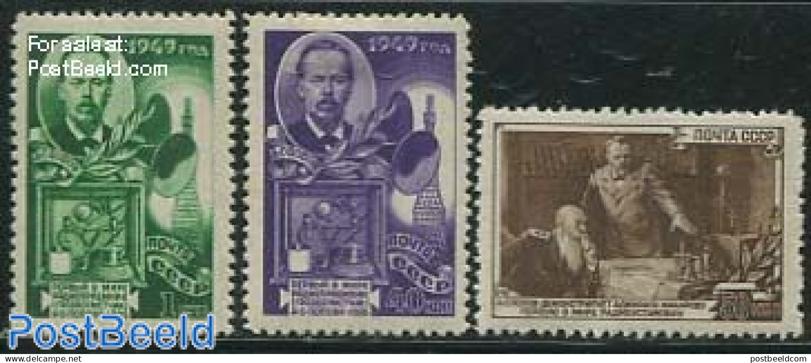 Russia, Soviet Union 1949 A.S. Popov 3v, Mint NH, Performance Art - Science - Radio And Television - Physicians - Neufs