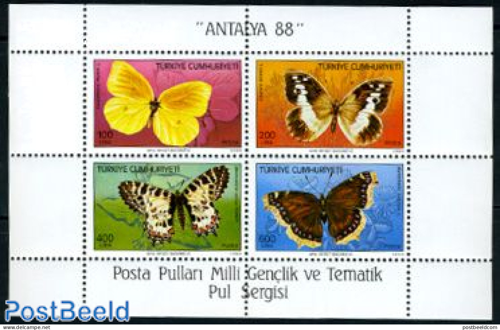 Türkiye 1988 Butterflies S/s, Mint NH, Nature - Butterflies - Other & Unclassified