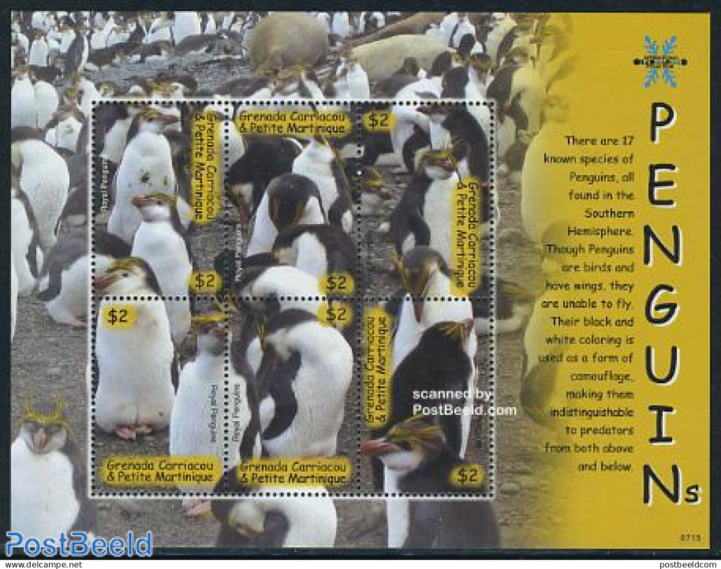 Grenada Grenadines 2007 Penguins 6v M/s, Mint NH, Nature - Birds - Penguins - Grenade (1974-...)