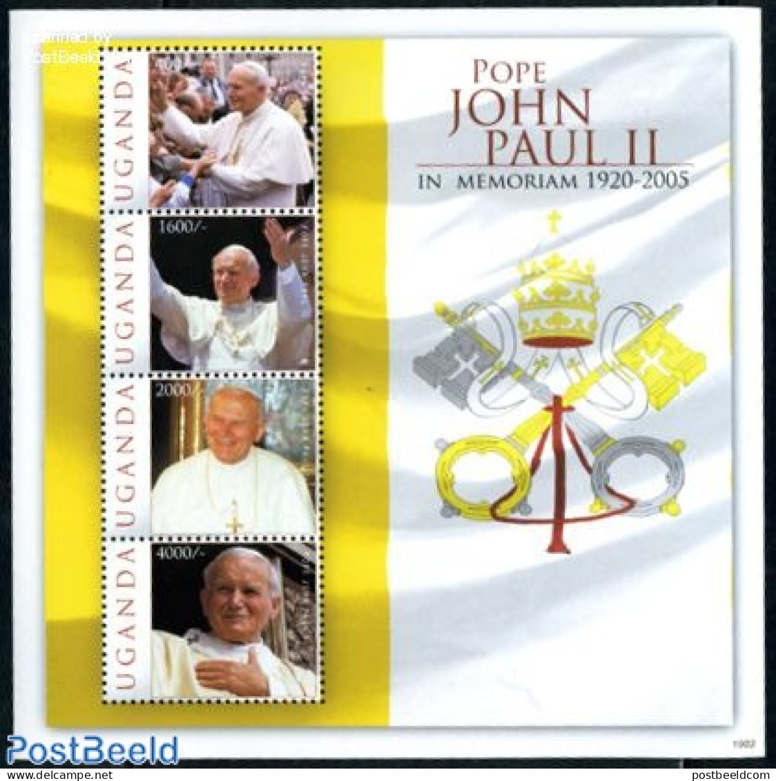 Uganda 2010 Pope John Paul II 4v M/s, Mint NH, Religion - Pope - Religion - Popes