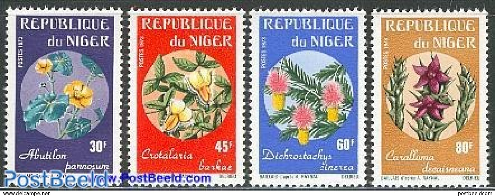 Niger 1973 Protected Flowers 4v, Mint NH, Nature - Flowers & Plants - Niger (1960-...)
