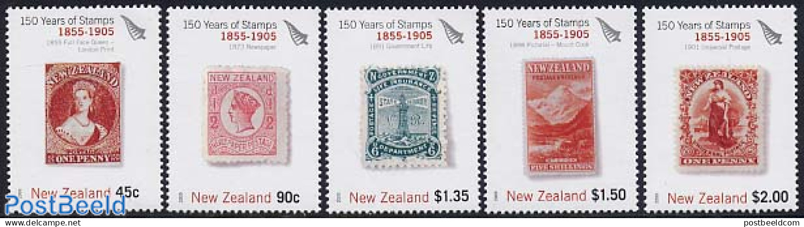 New Zealand 2005 150 Years Stamps 5v (1855-1905 Period), Mint NH, Sport - Transport - Various - Mountains & Mountain C.. - Neufs