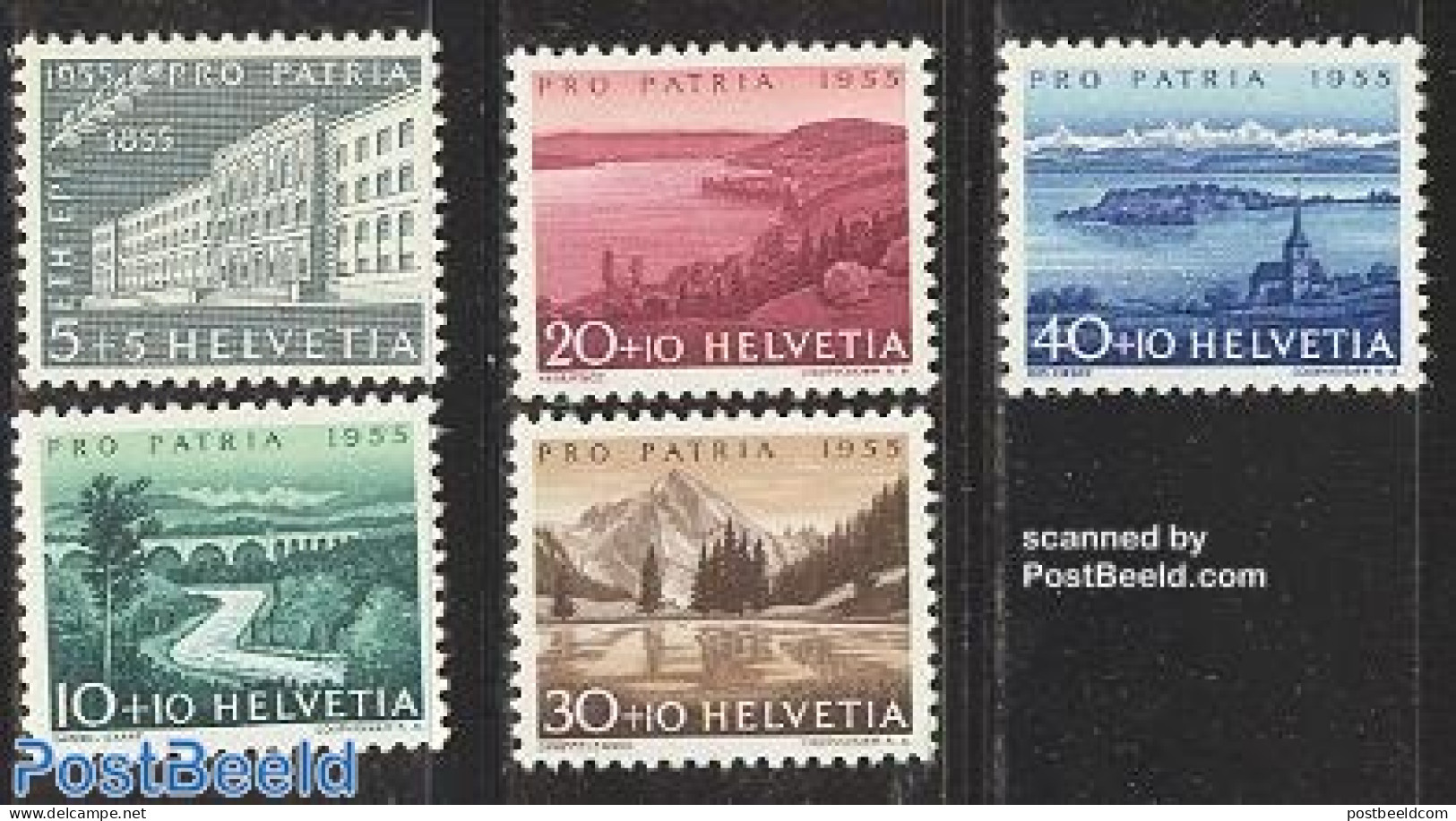 Switzerland 1955 Pro Patria 5v, Mint NH, Sport - Mountains & Mountain Climbing - Art - Bridges And Tunnels - Unused Stamps