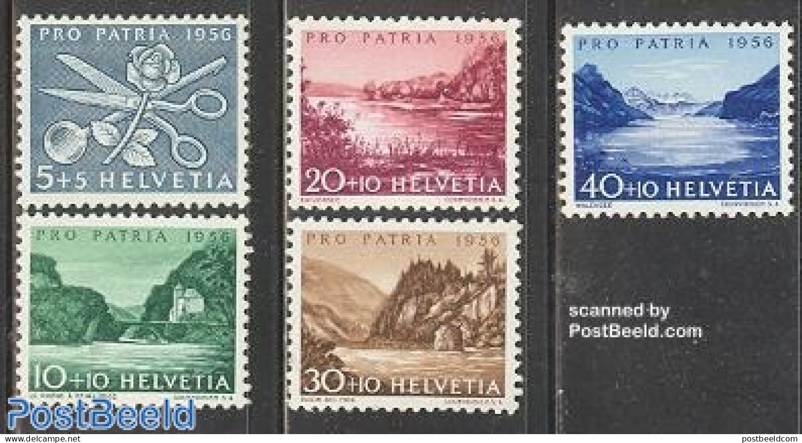 Switzerland 1956 Pro Patria 5v, Mint NH, Nature - Sport - Flowers & Plants - Roses - Mountains & Mountain Climbing - A.. - Ongebruikt