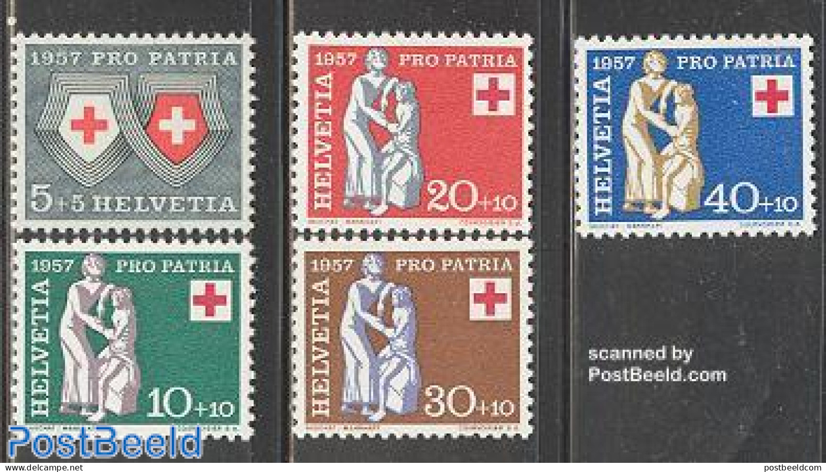 Switzerland 1957 Pro Patria, Red Cross 5v, Mint NH, Health - Red Cross - Neufs