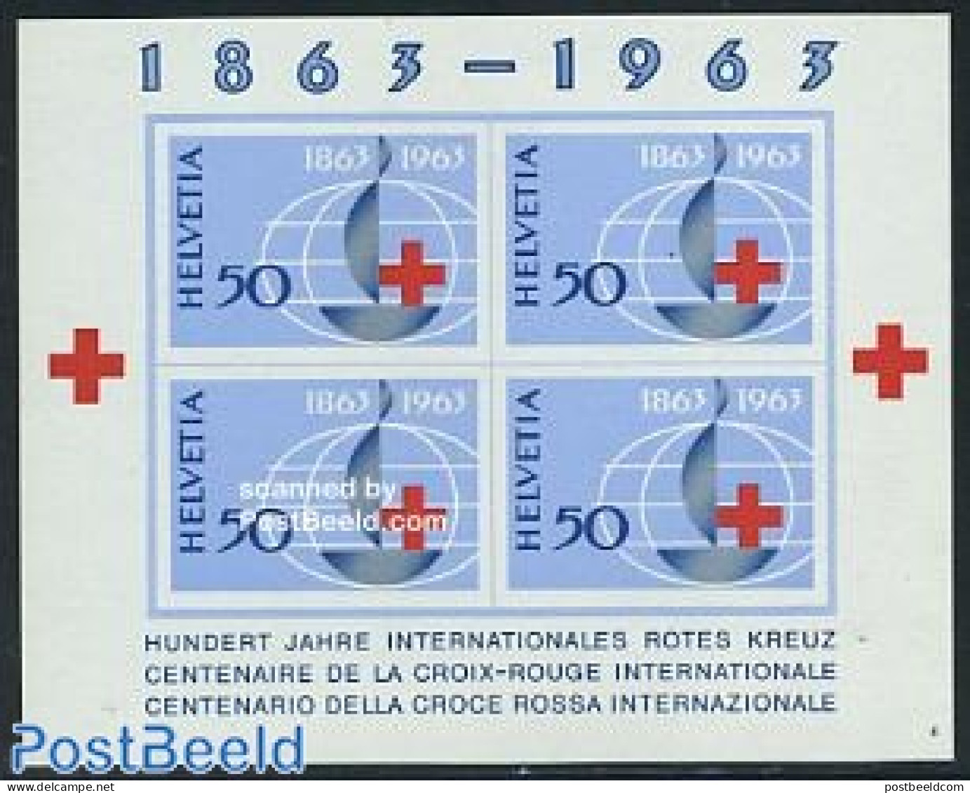 Switzerland 1963 Red Cross Centenary S/s, Mint NH, Health - Red Cross - Unused Stamps