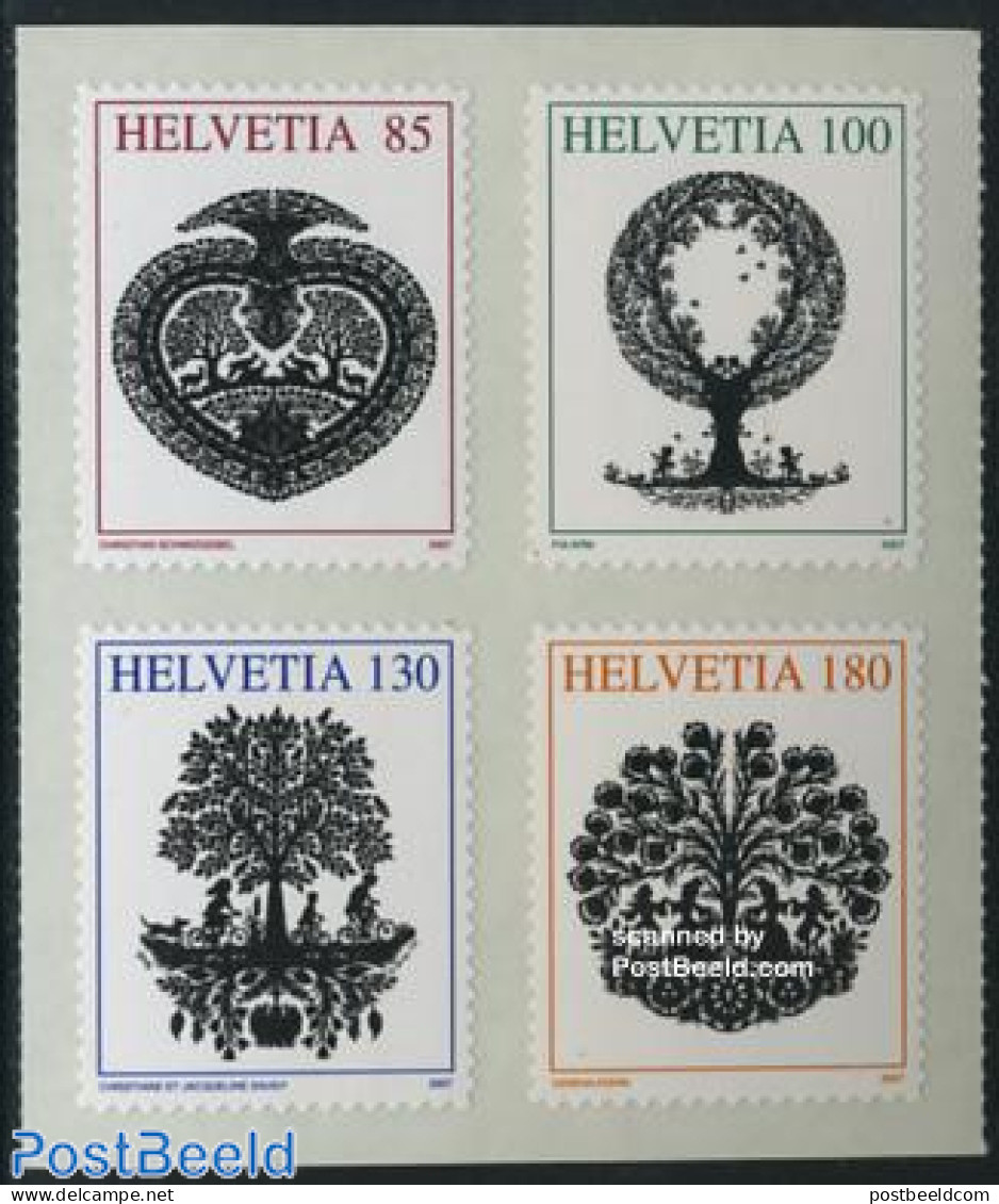 Switzerland 2007 Silhouette Art 4v S-a, Mint NH, Nature - Sport - Deer - Dogs - Cycling - Unused Stamps