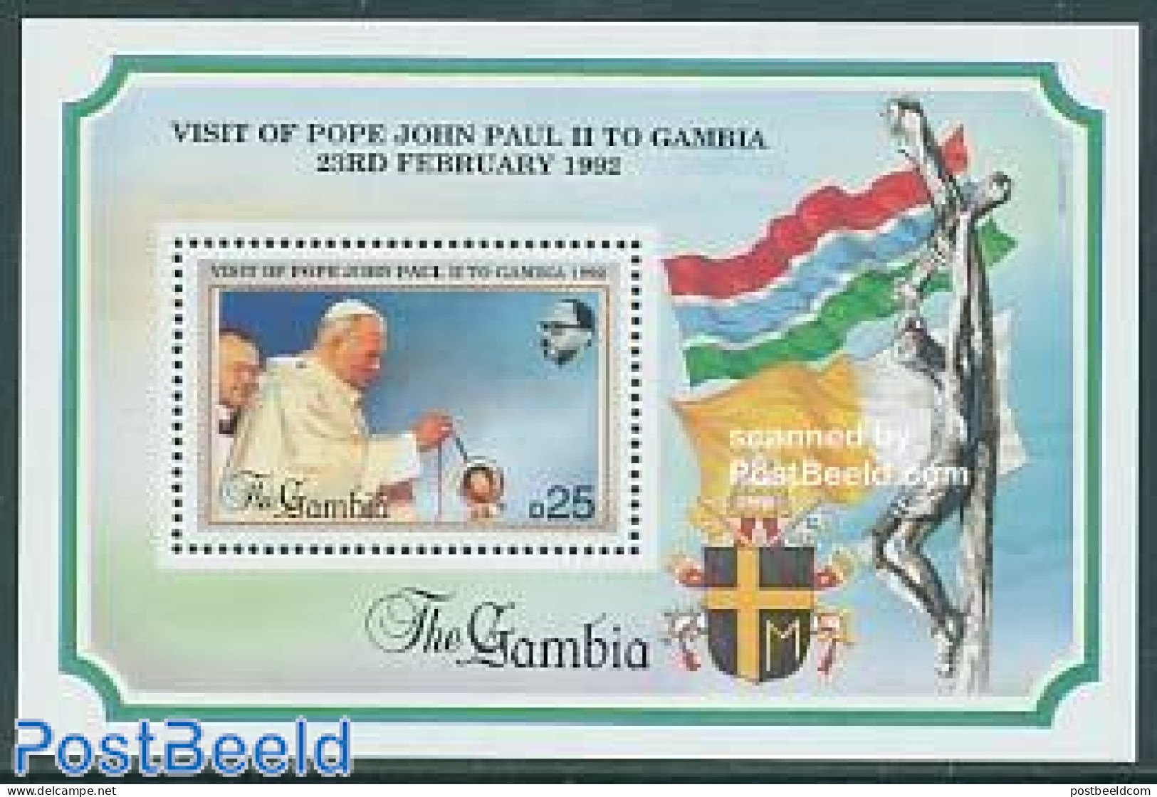 Gambia 1992 Visit Of Pope John Paul II S/s, Mint NH, Religion - Pope - Religion - Popes