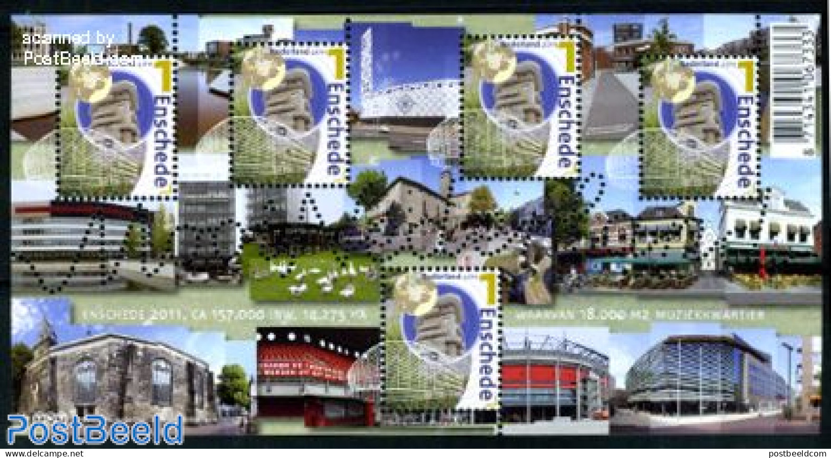 Netherlands 2011 Beautiful Netherlands, Enschede S/s, Mint NH, Various - Maps - Art - Modern Architecture - Unused Stamps