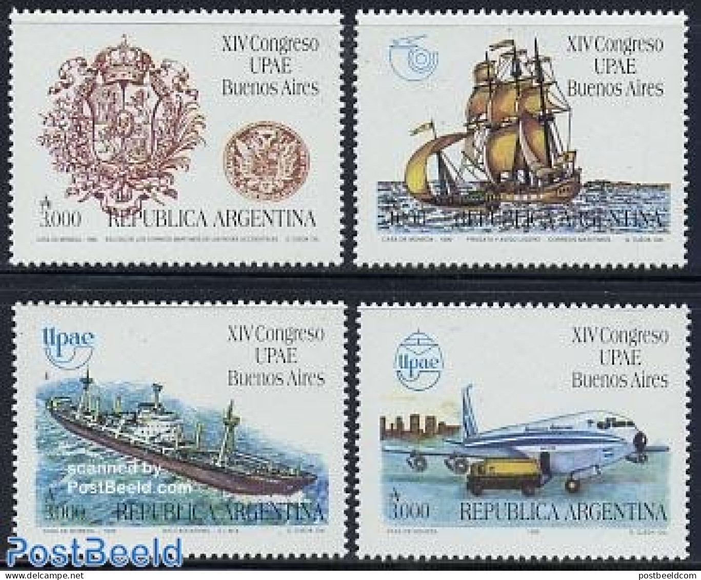 Argentina 1990 UPAE 4v, Mint NH, History - Transport - Coat Of Arms - U.P.A.E. - Aircraft & Aviation - Ships And Boats - Neufs