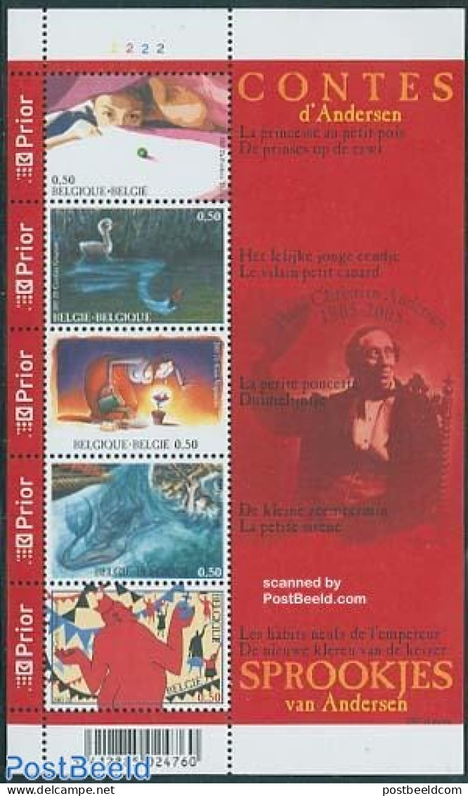 Belgium 2005 H.C. Andersen 5v M/s, Mint NH, Transport - Ships And Boats - Art - Fairytales - Unused Stamps