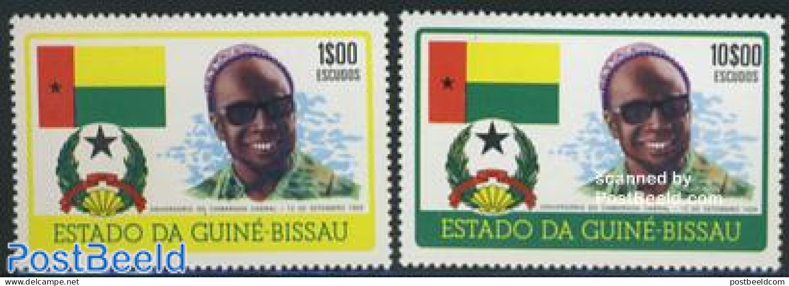Guinea Bissau 1975 Amilcar Cabral 2v, Mint NH, History - Coat Of Arms - Flags - Politicians - Guinée-Bissau