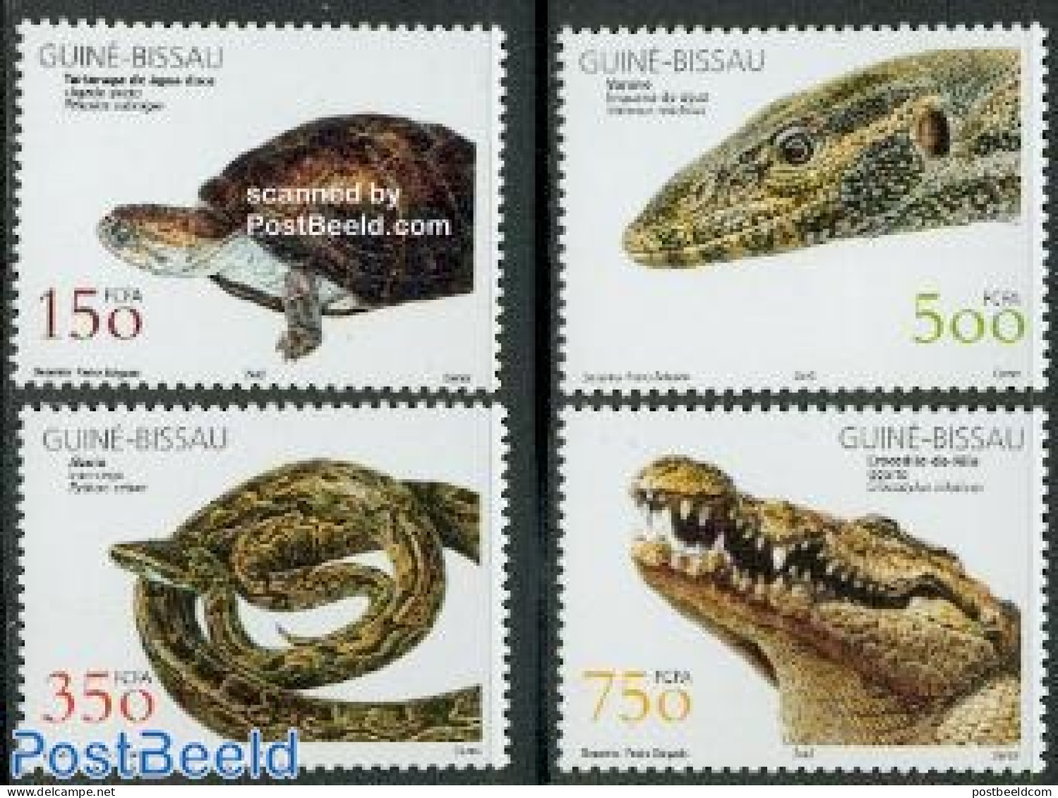Guinea Bissau 2002 Reptiles 4v, Mint NH, Nature - Animals (others & Mixed) - Crocodiles - Reptiles - Snakes - Turtles - Guinea-Bissau