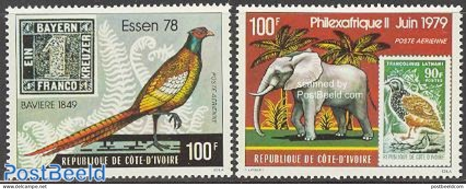 Ivory Coast 1978 ESSEN 78 2V, Mint NH, Stamps On Stamps - Neufs