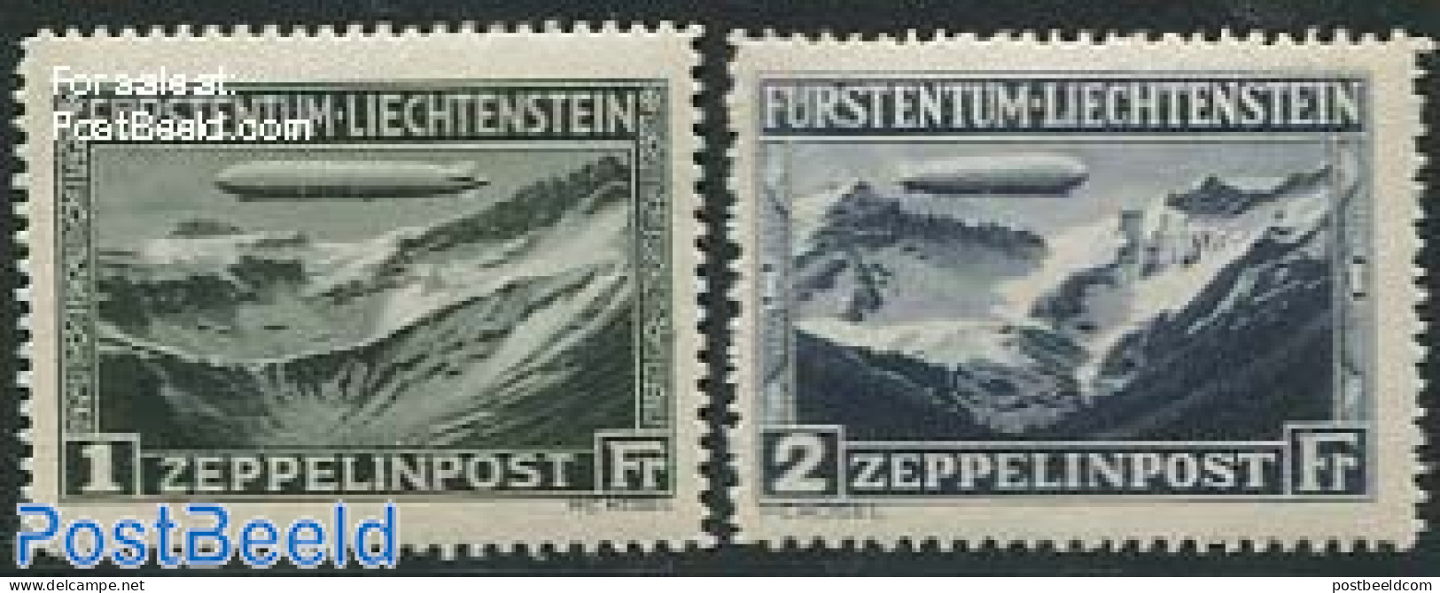 Liechtenstein 1931 Graf Zeppelin 2v, Unused (hinged), Transport - Zeppelins - Ungebraucht