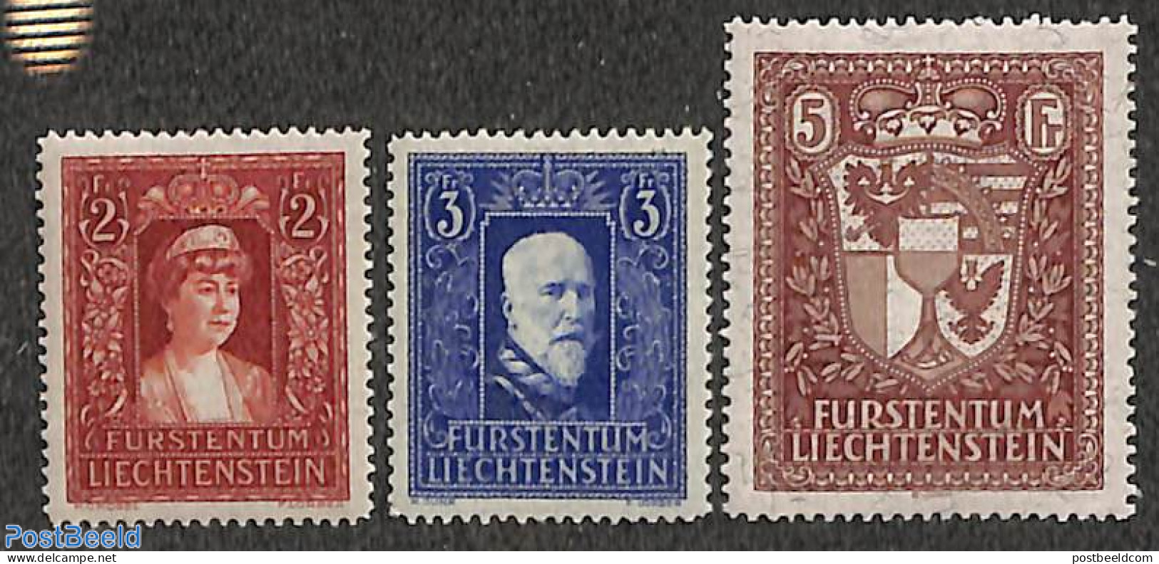 Liechtenstein 1933 Definitives 3v, Mint NH, History - Coat Of Arms - Neufs