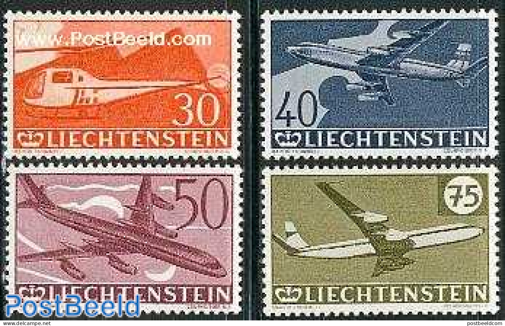 Liechtenstein 1960 Aeroplanes 4v, Mint NH, Transport - Helicopters - Aircraft & Aviation - Unused Stamps