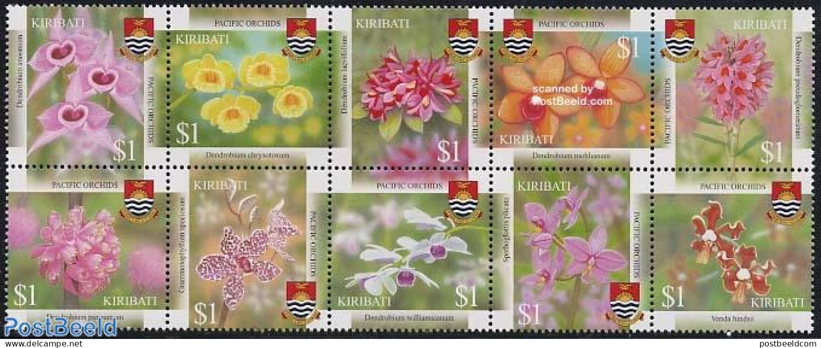 Kiribati 2004 Pacific Orchids 10v [++++], Mint NH, Nature - Flowers & Plants - Orchids - Kiribati (1979-...)