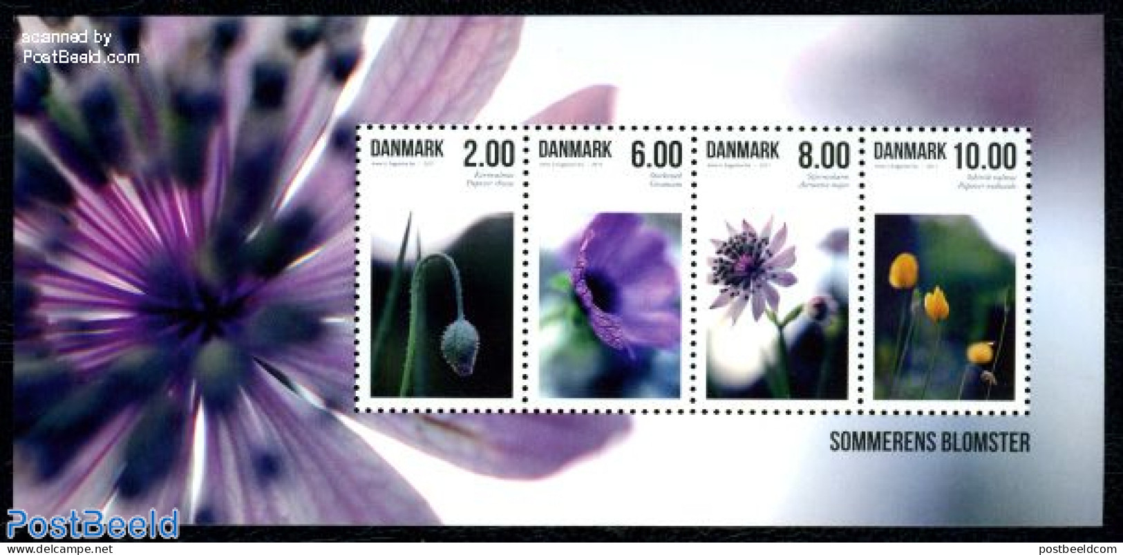 Denmark 2011 Summer Flowers 4v M/s, Mint NH, Nature - Flowers & Plants - Unused Stamps