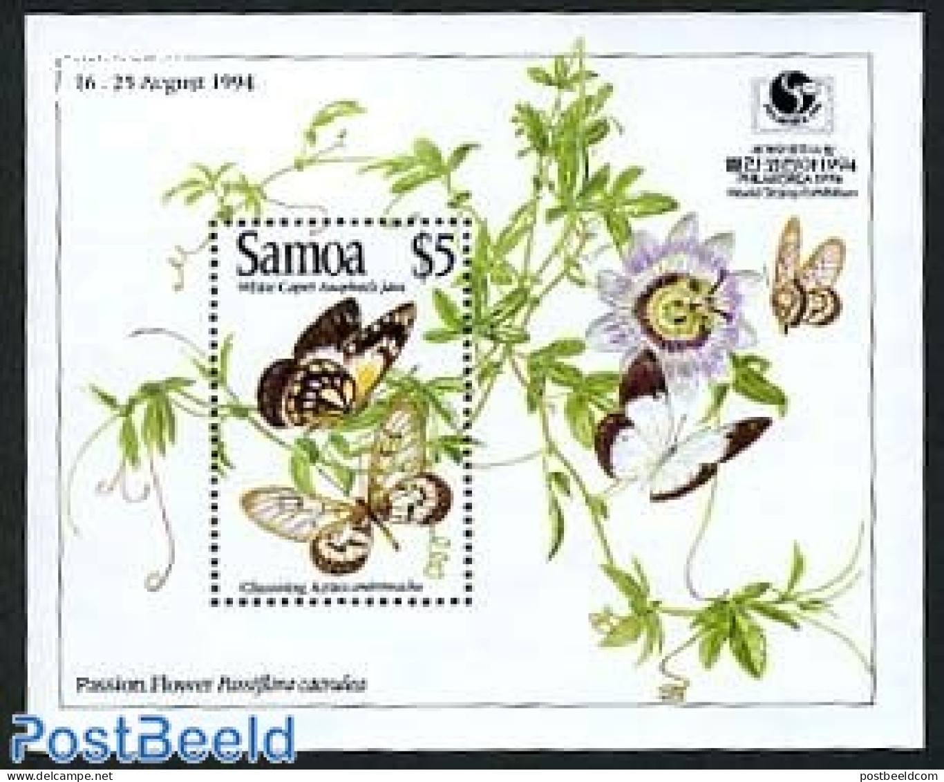 Samoa 1994 PHILAKOREA S/s, Mint NH, Nature - Butterflies - Flowers & Plants - Samoa (Staat)