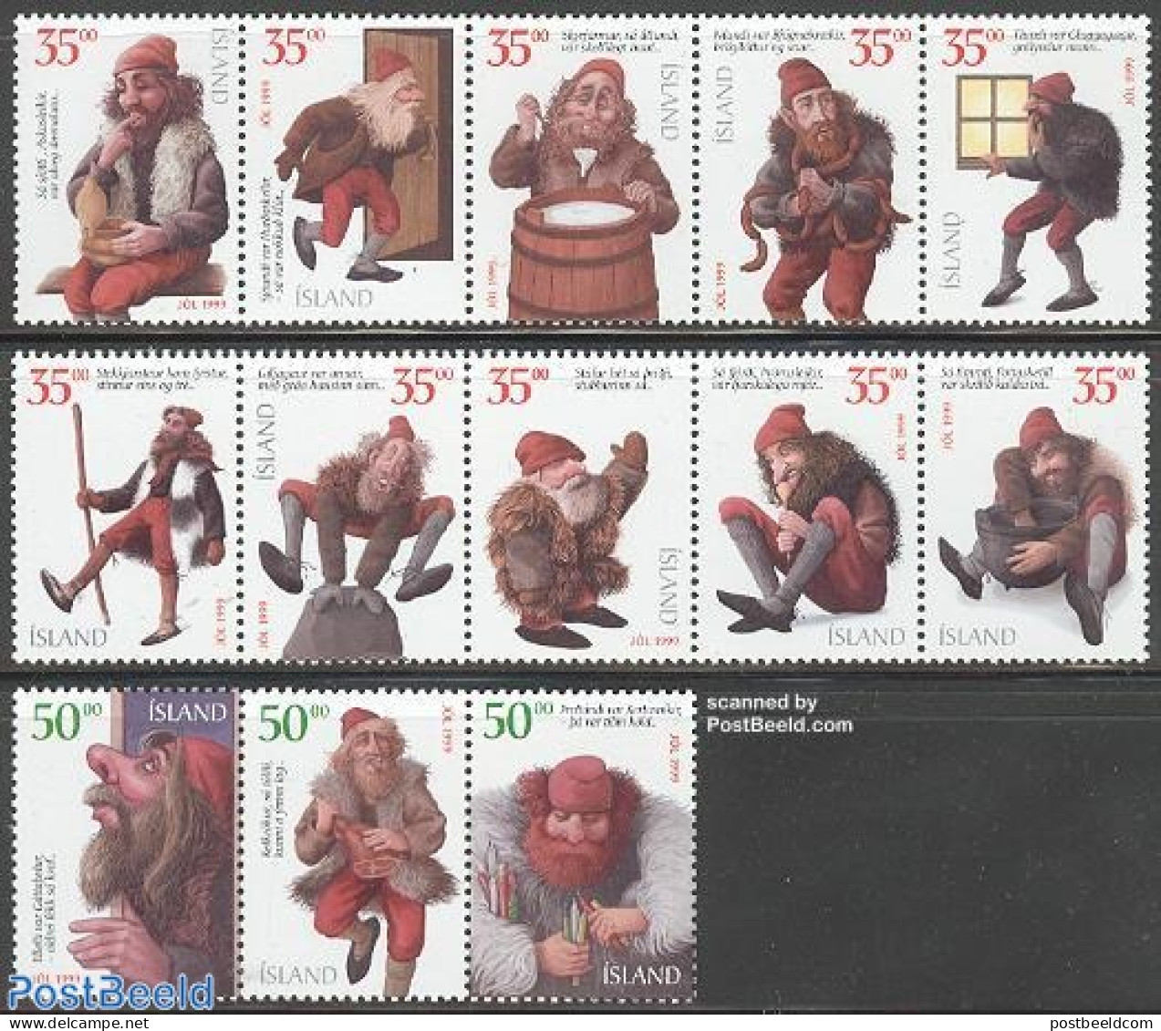 Iceland 1999 Christmas 13v [::::][::::] + [::], Mint NH, Religion - Christmas - Unused Stamps