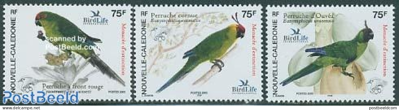 New Caledonia 2005 Parrots 3v, Mint NH, Nature - Bird Life Org. - Birds - Parrots - Nuevos