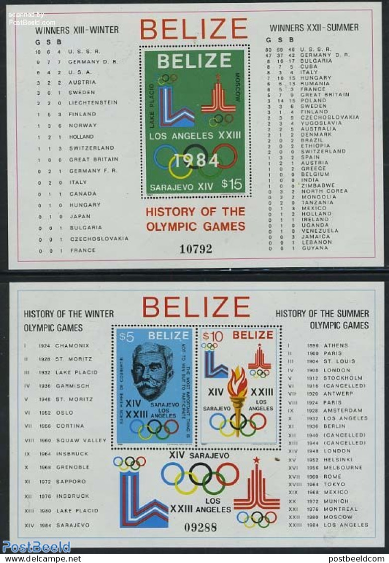 Belize/British Honduras 1981 Olympic History 2 S/s, Mint NH, Sport - Olympic Games - British Honduras (...-1970)