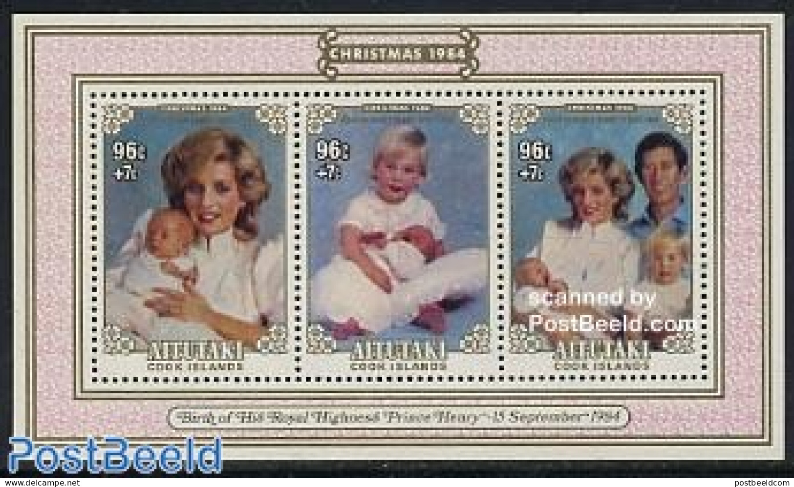 Aitutaki 1984 Christmas, Birth Of Henry S/s, Mint NH, History - Religion - Charles & Diana - Kings & Queens (Royalty) .. - Royalties, Royals