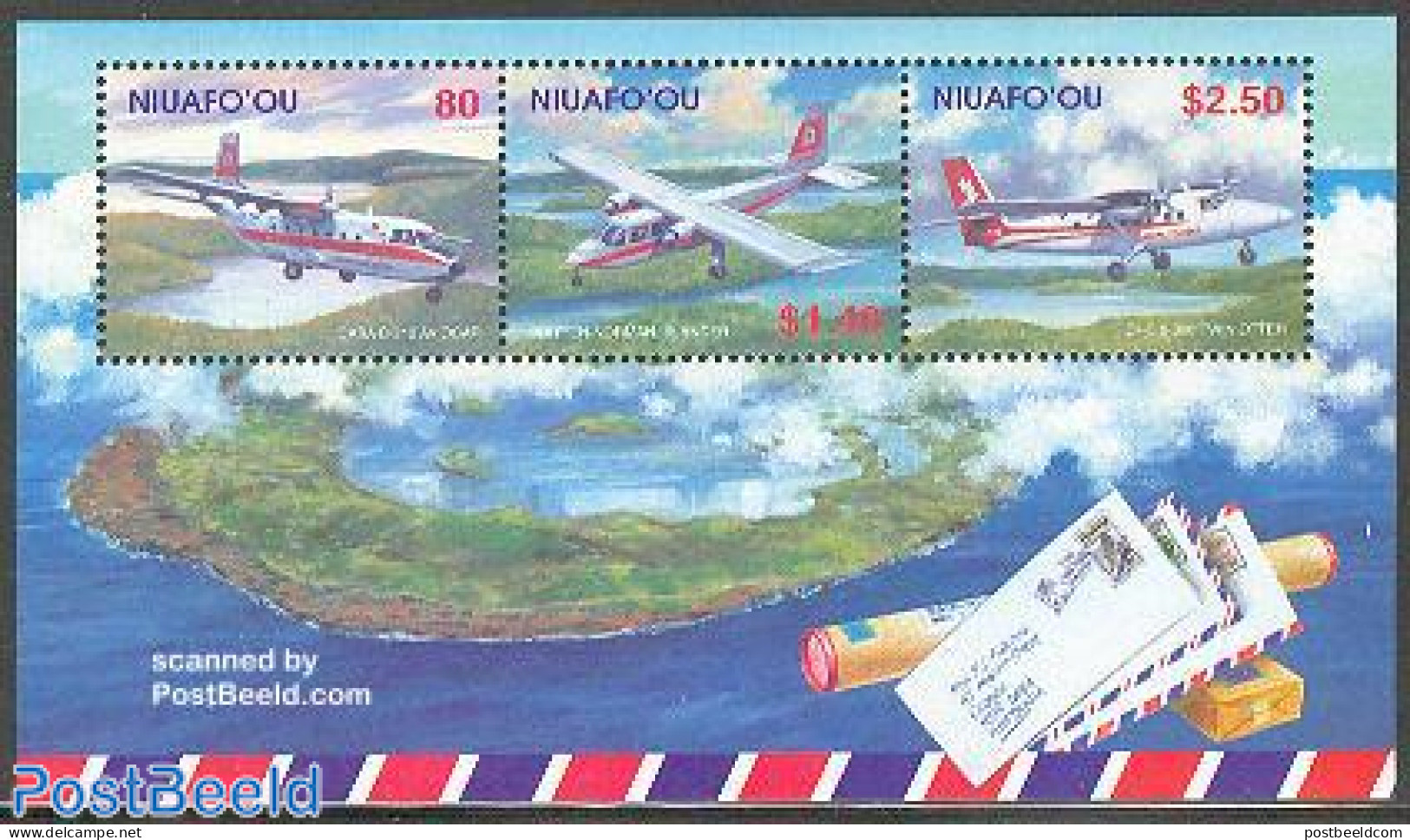 Niuafo'ou 2002 Postal Planes S/s, Mint NH, Transport - Post - Stamps On Stamps - Aircraft & Aviation - Poste