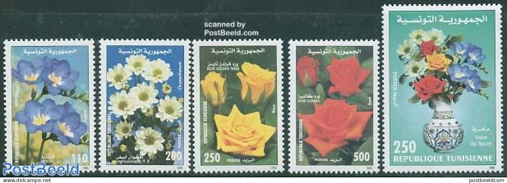 Tunisia 2000 Flowers 5v, Mint NH, Nature - Flowers & Plants - Tunisie (1956-...)