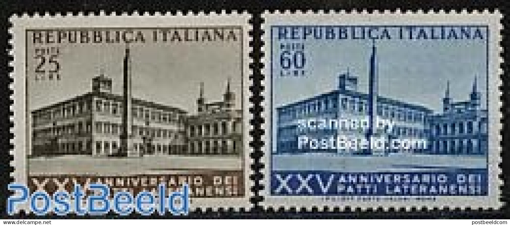 Italy 1954 Lateran Treaty 2v, Mint NH - Autres & Non Classés