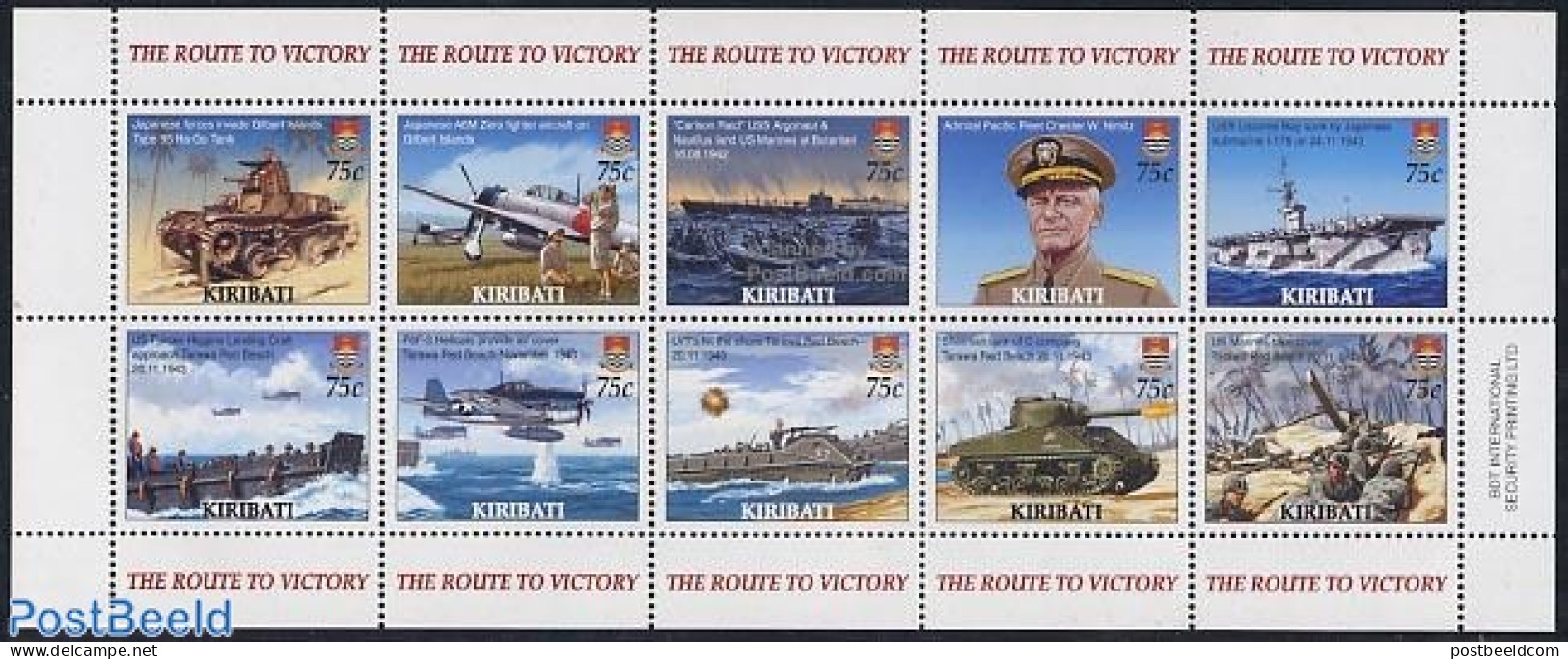 Kiribati 2005 End Of World War II 10v M/s, Mint NH, History - Transport - Militarism - World War II - Aircraft & Aviat.. - Militaria