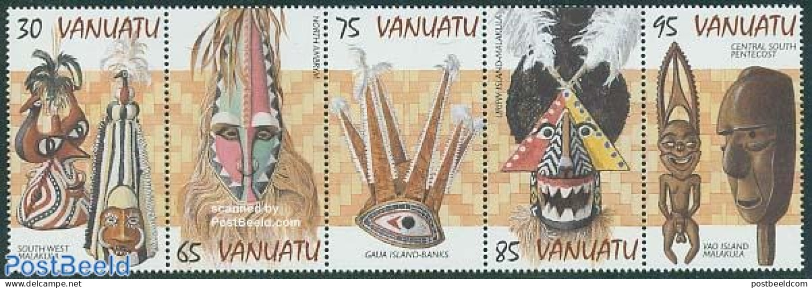 Vanuatu 1998 Tradional Masks 5v [:::], Mint NH - Vanuatu (1980-...)