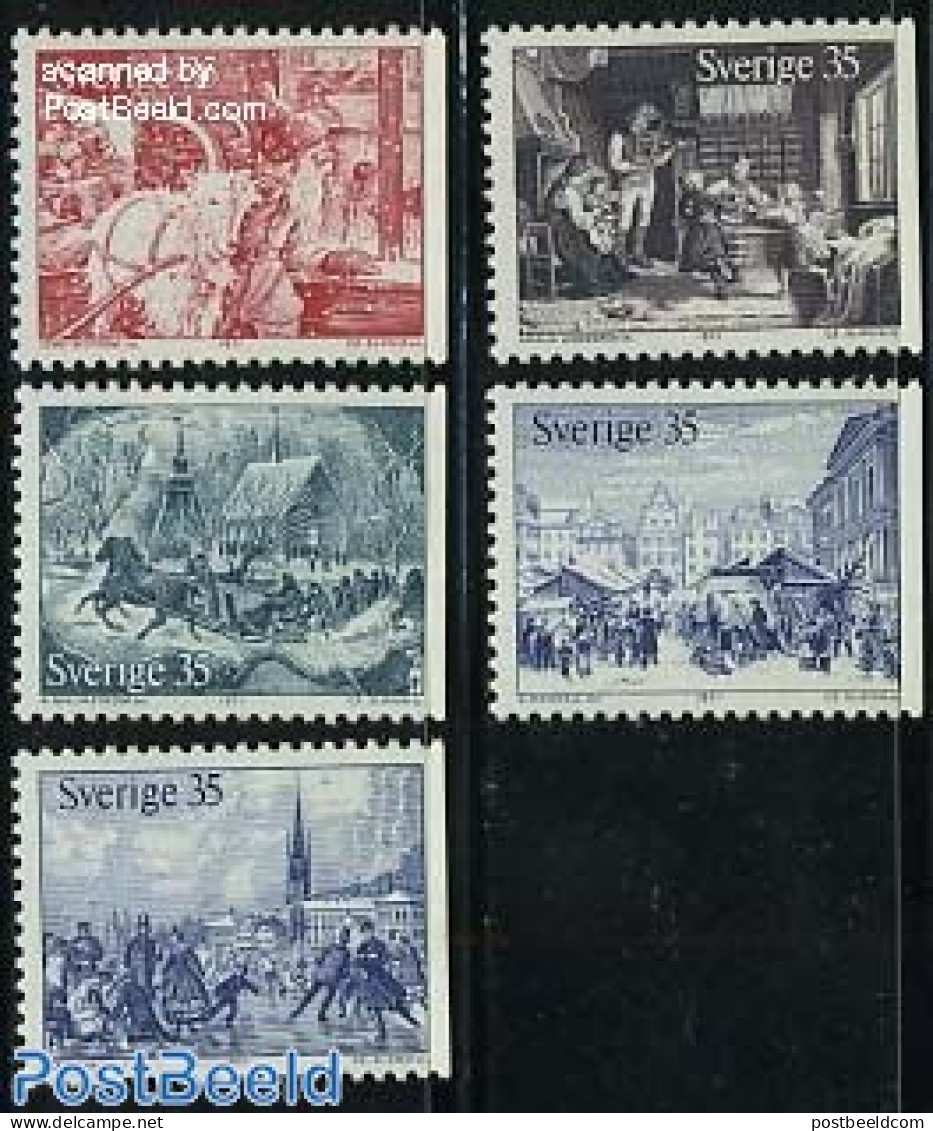 Sweden 1971 Christmas 5v, Mint NH, Nature - Performance Art - Religion - Sport - Various - Horses - Music - Christmas .. - Ungebraucht