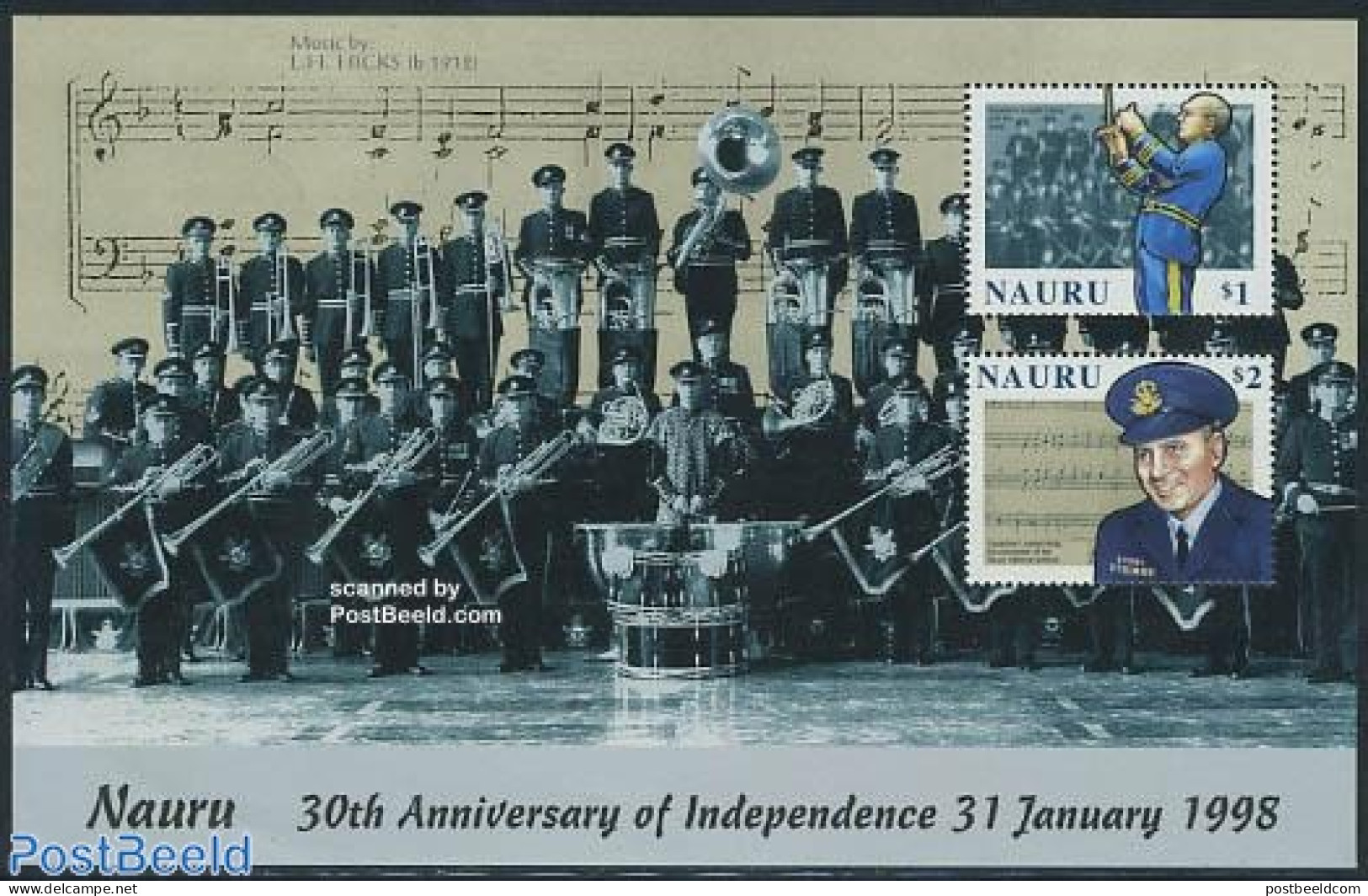 Nauru 1998 30 Years Independence S/s, Mint NH, Performance Art - Music - Musique