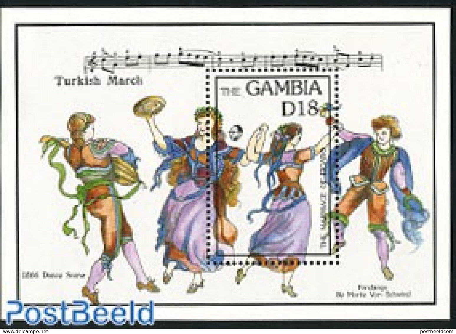 Gambia 1993 W.A. Mozart S/s, Mint NH, Performance Art - Amadeus Mozart - Music - Musique