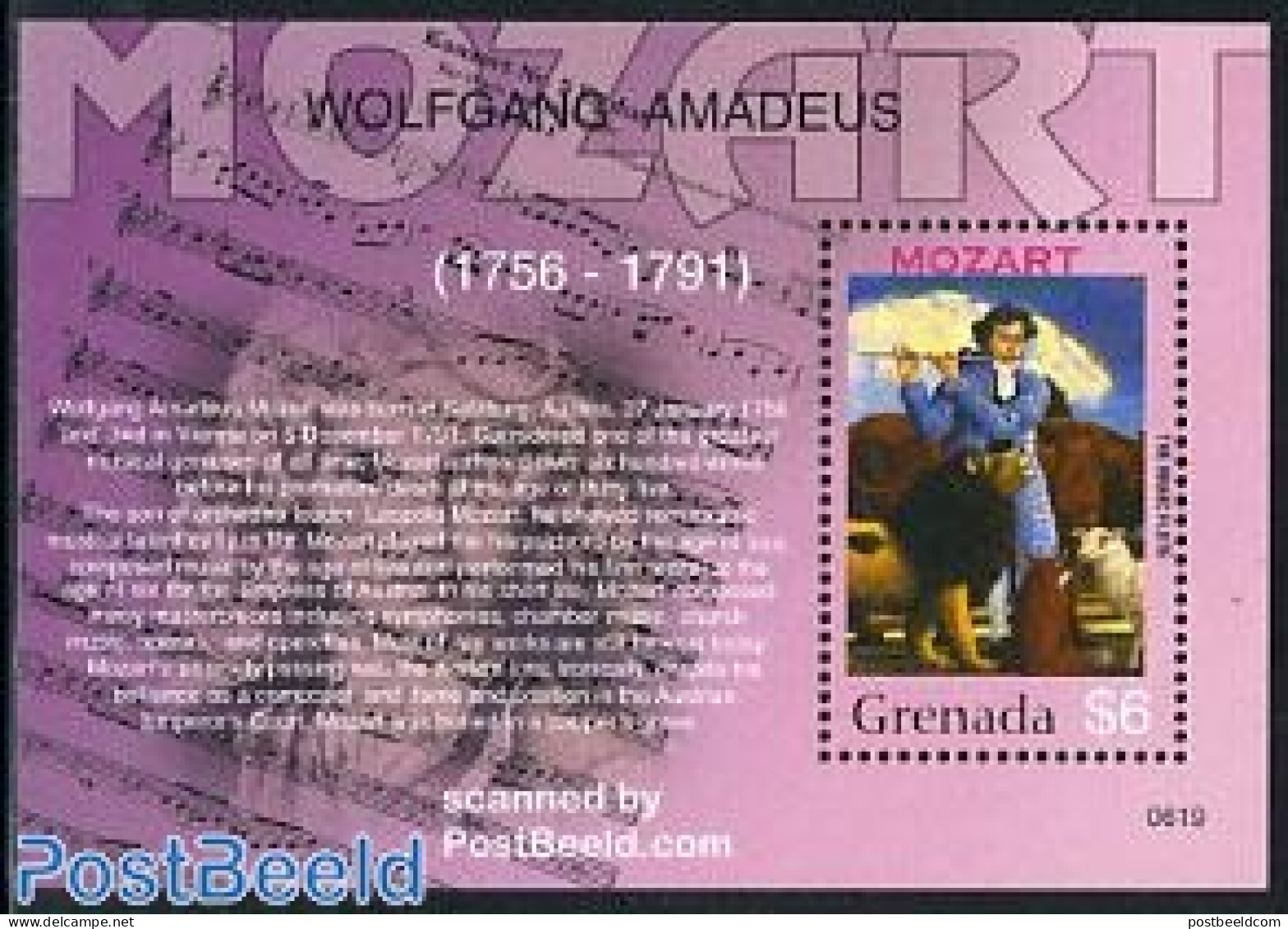 Grenada 2006 Mozart S/s, Mint NH, Nature - Performance Art - Cat Family - Cattle - Amadeus Mozart - Music - Musique