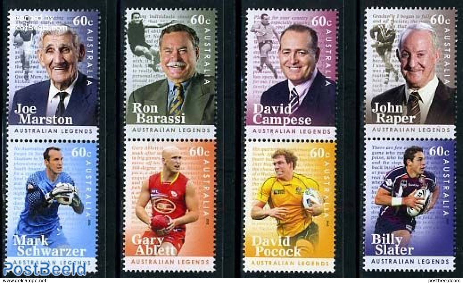 Australia 2012 Australian Sport Legends 8v (4x [:]), Mint NH, Sport - Football - Rugby - Sport (other And Mixed) - Unused Stamps