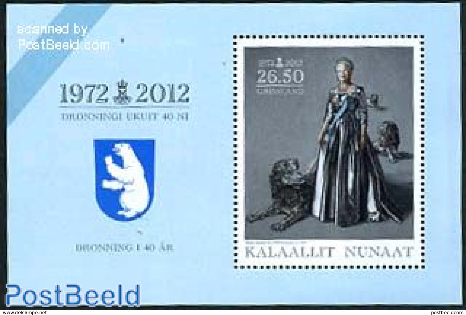 Greenland 2012 Queen Margarethe Jubilee S/s, Mint NH, History - Nature - Kings & Queens (Royalty) - Cat Family - Unused Stamps